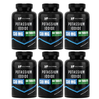 HealthFare Potassium Iodide Tablets - 60 Count 130 mg KI Pills 6-Pack - 360 Total Tablets