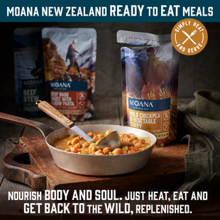 Moana - Beef Stew Pouch - 5 Pack + Mild Chickpea Vegetable Curry Pouch - 5 Pack