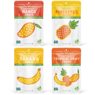 Nature’s Turn Freeze-Dried Fruit Snacks, Mixed Tropical (Mango, Pineapple, Banana) Fruit Crisps - Pack of 4 (1.2 oz Each)