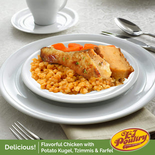 KJ Poultry Kosher MRE Meat Meals Ready to Eat, Bone In Chicken and Kugel - 3 Pack