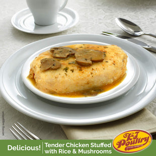 KJ Poultry Kosher MRE Meat Meals Ready to Eat, Gluten-Free Stuffed Chicken Breast Rice - 6 Pack