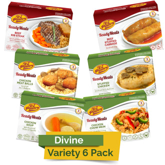 KJ Poultry Kosher MRE Meat Meals Ready to Eat (6 Pack Divine Variety - Beef and Chicken) - Protein Food G - Divine - 6 Pack