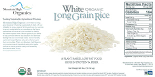 Mountain High Organics - Certified Organic White Long Grain Rice 6-Gallon/40lb Bucket