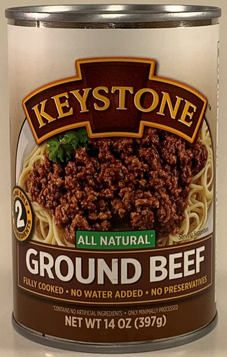 Keystone Meats All-Natural Canned Ground Beef 14oz Cans - Pack of 4