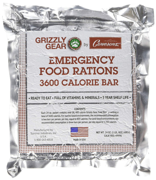 Barre énergétique Grizzly 3600 Calories - Rations D'urgence Camerons - Fabriquée Aux USA - Date 11/25