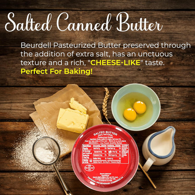 Beurdell French Salted Real Canned Butter 100% Natural (Pack of 24)