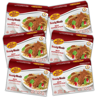 KJ Poultry Kosher MRE Meat Meals Ready to Eat, Beef Pepper Steak and Rice - 6 Pack