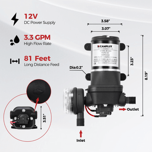 Camplux BD422P120 Propane Outdoor Water Heater Pump Kit