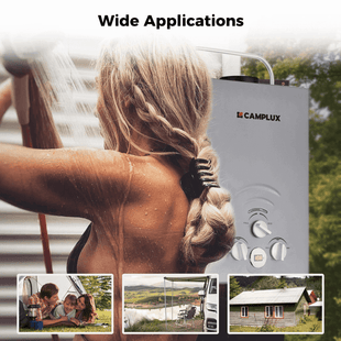 Portable Water Heater, Camplux Tankless Water Heater Propane, 1.58 GPM On Demand Water Heater, Outdoor Gas Water Heater, Gray