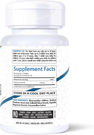HealthFare Potassium Iodide Tablets - 60 Count 130 mg KI Pills 2-Pack - 120 Total Tablets