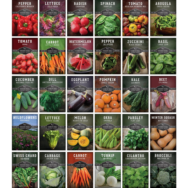 Family Home Garden Kit - 30 Easy to Grow Seeds for a Victory Garden