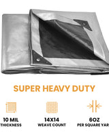 Heavy Duty Poly Tarp 10 mil, 6 oz.