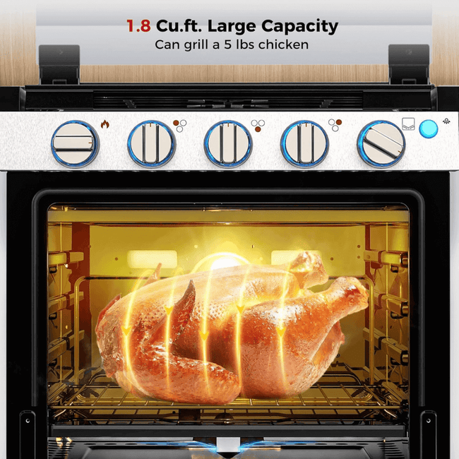 Camplux RV Stove Gas Range Oven w/ 3 Burners Cooktop 21 Inches CLASSIC