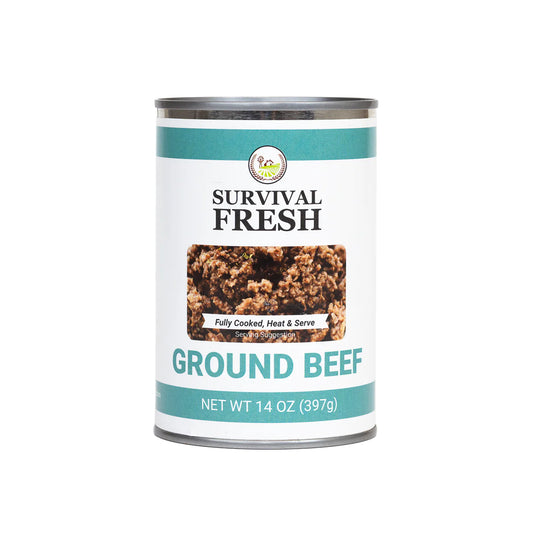 Survival Fresh Meats - Ground Beef Canned Meat 14 oz Cans - Case of 12