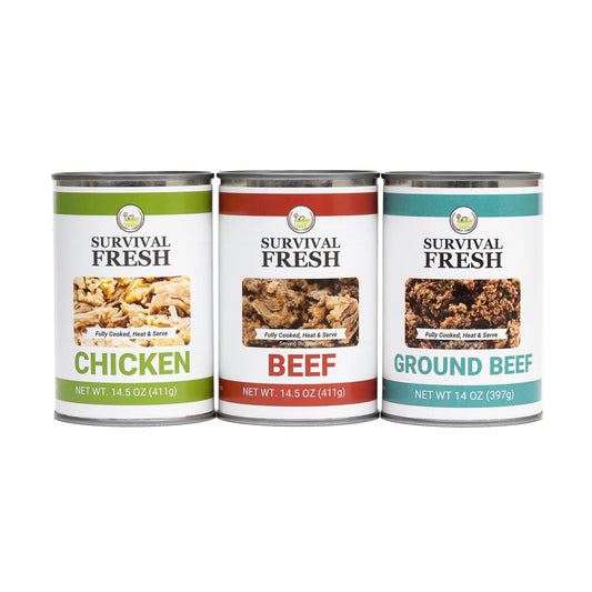 Survival Fresh Meats - 3 Protein Mixed 14.5 OZ Cans - Case of 12