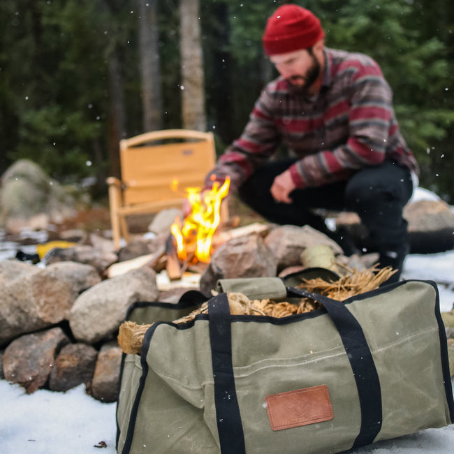 Tote Shape Canvas Firewood Log Carriers