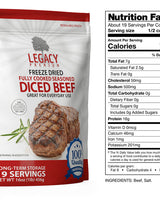 100% USDA Freeze Dried Beef Dices