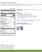 Dehydrated Potato Shreds Can, 31 Servings