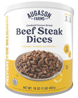 Cooked Freeze Dried Beef Steak Dices Can, 13 Servings