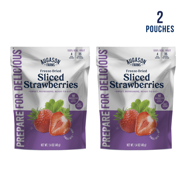 Freeze Dried Sliced Strawberries Pouch, 4 Servings