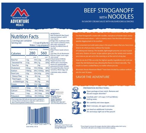 Mountain House - Beef Stroganoff Mylar Pouch