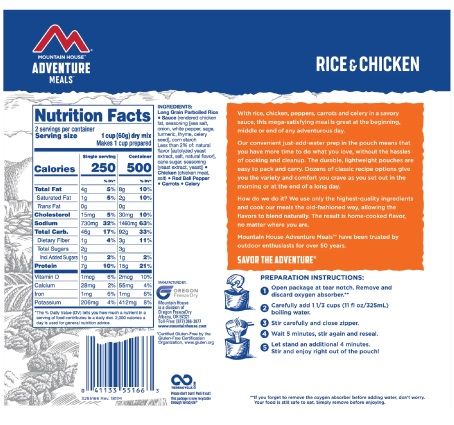 Mountain House - Rice & Chicken Mylar Pouch