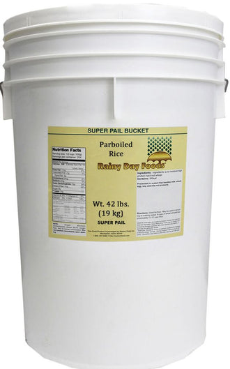 Rainy Day Foods Non-GMO Parboiled Rice 5 Gallon 35 lb. Super Pail - 337 Servings